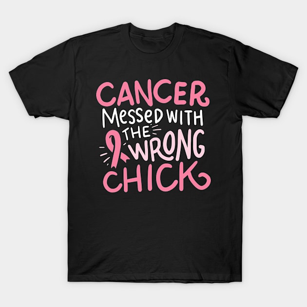 Breast Cancer Survivor Chemo Pink October Ribbon T-Shirt by nordishland
